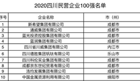 德勝集團位列2020四川省民營企業100強第6位